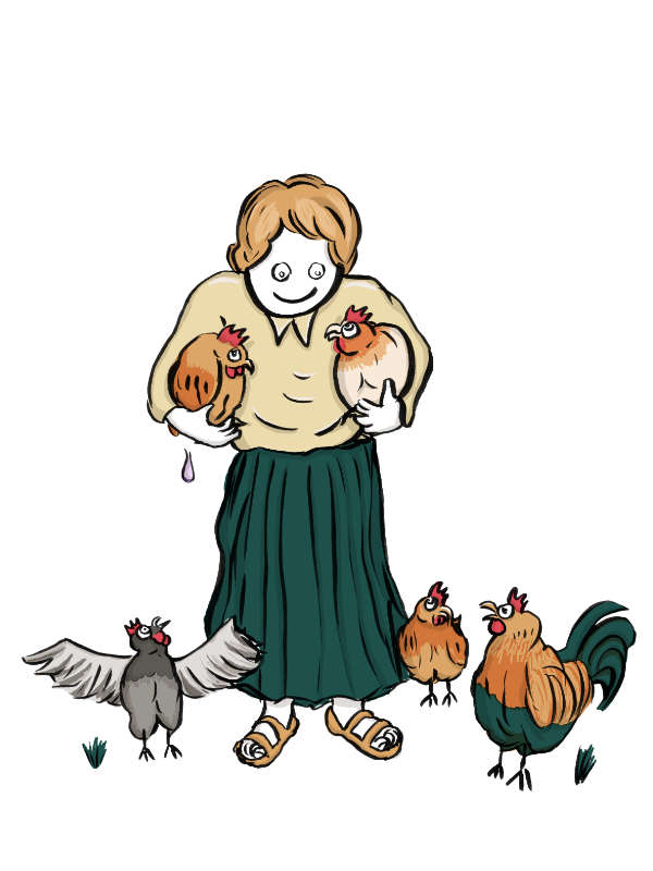 Frau mit Hühnern